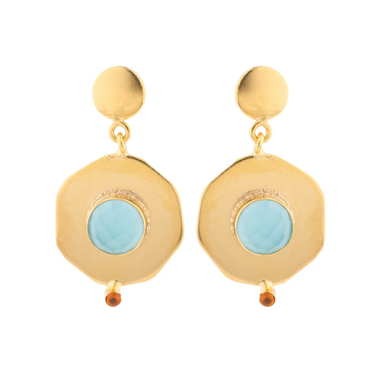 Aquamarine and Gold Earrings