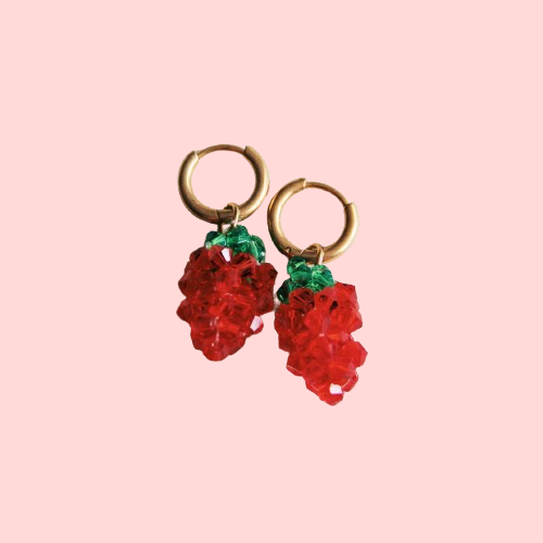 Raspberry Hoop Earrings - Stainless Steel