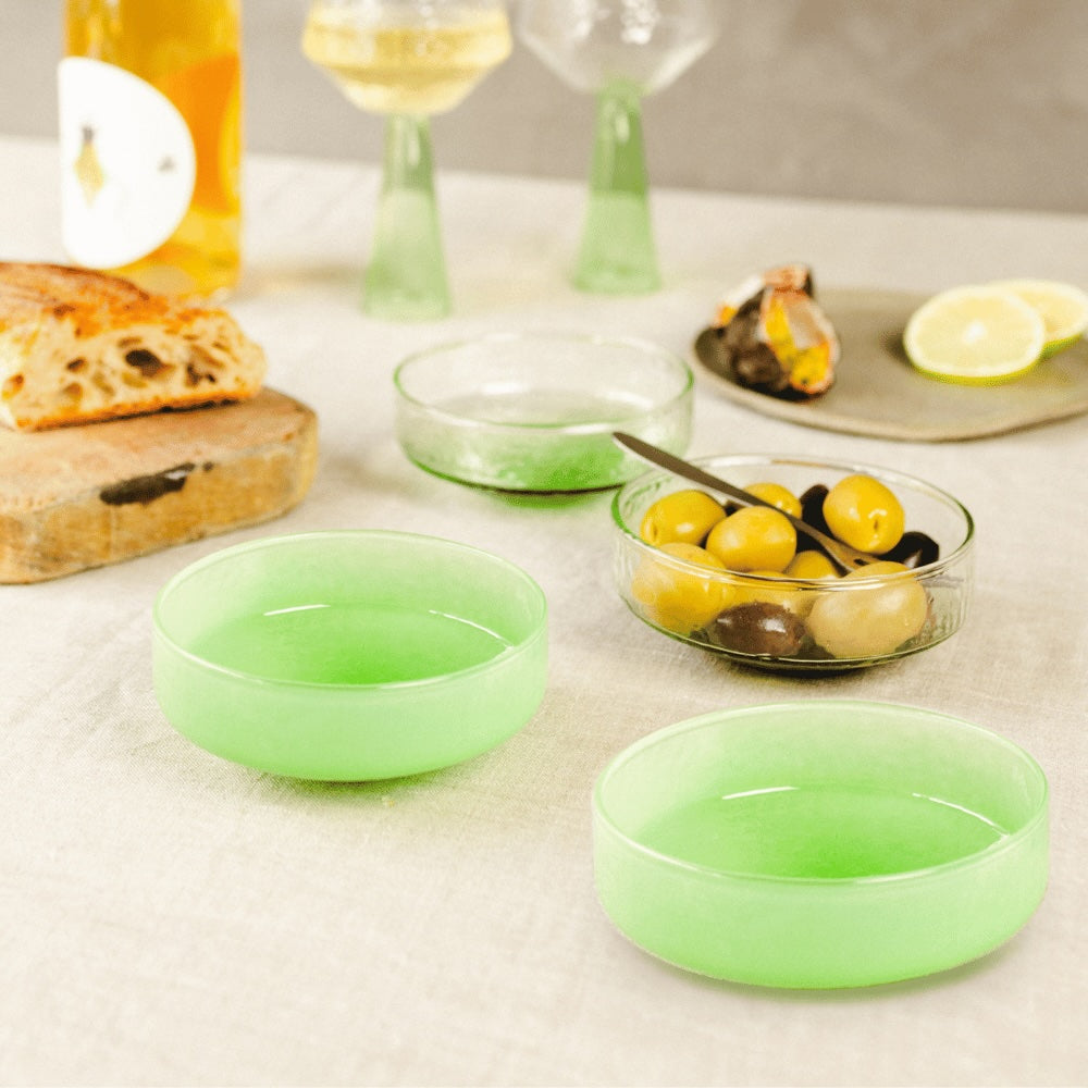 Glass Claude Bowls - Green Set of 4