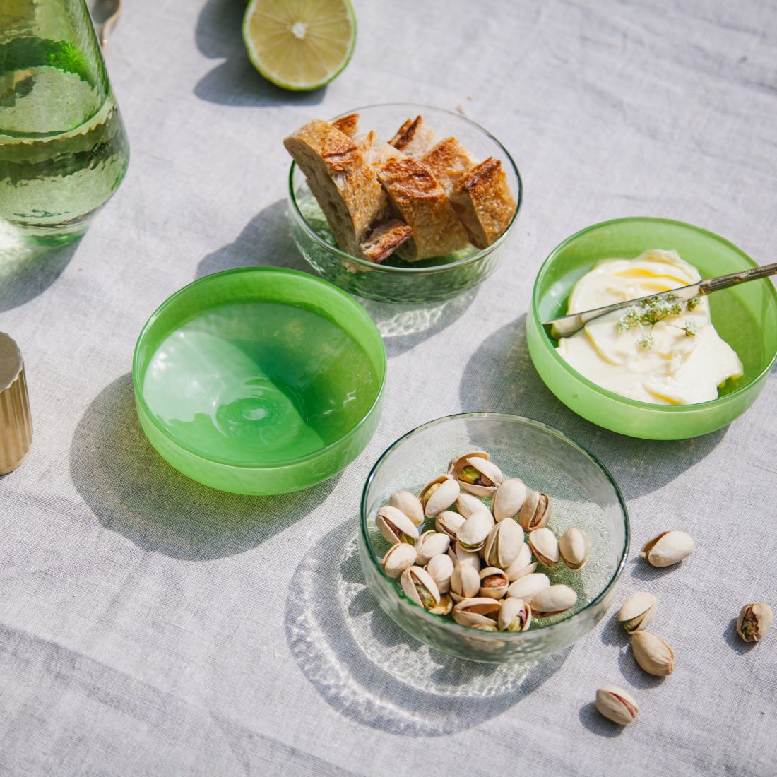 Glass Claude Bowls - Green Set of 4