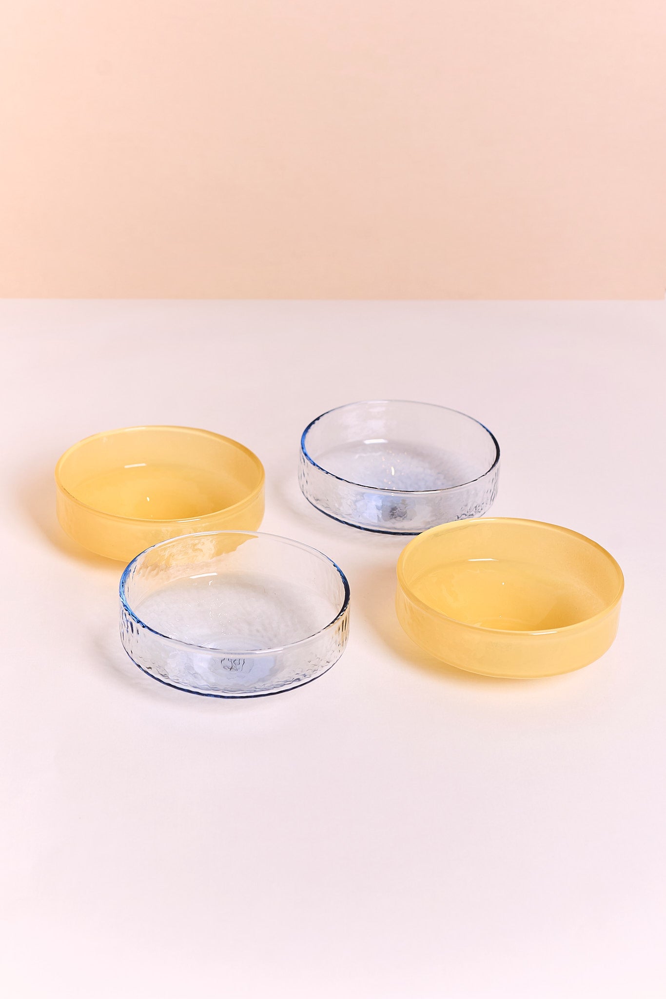 Glass Claude Bowls - Blue and Yellow Set of 4