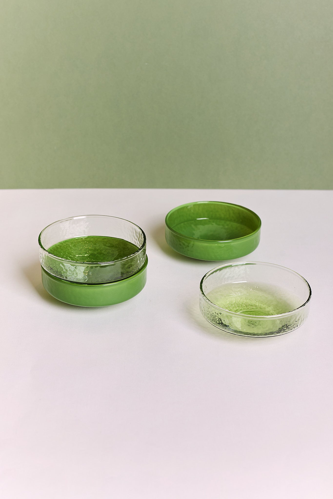 Glass Claude Bowls - Green Set of 4