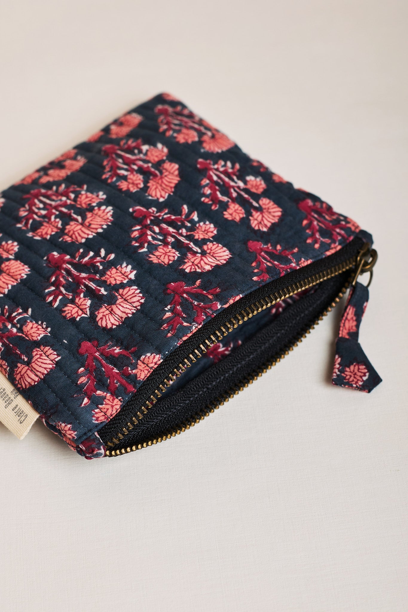 Cotton Makeup Pouch - Navy & Red