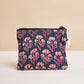 Cotton Makeup Pouch - Navy & Red