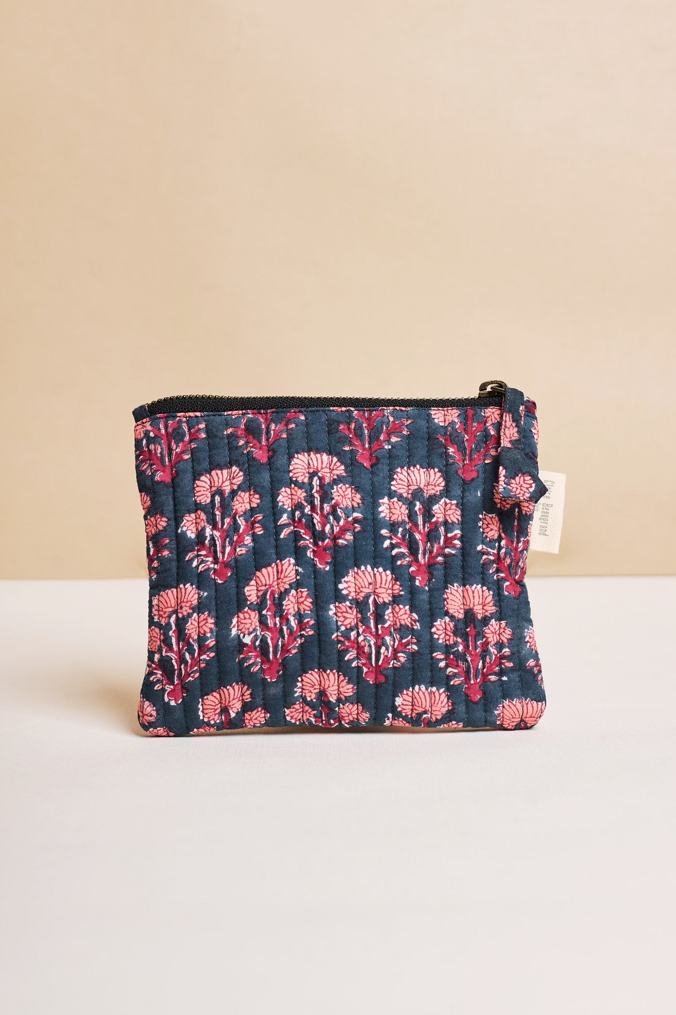 Cotton Makeup Pouch - Navy & Red