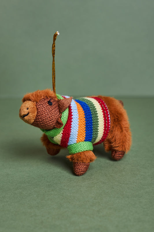 Knitted Highland Cow Hanging Ornament