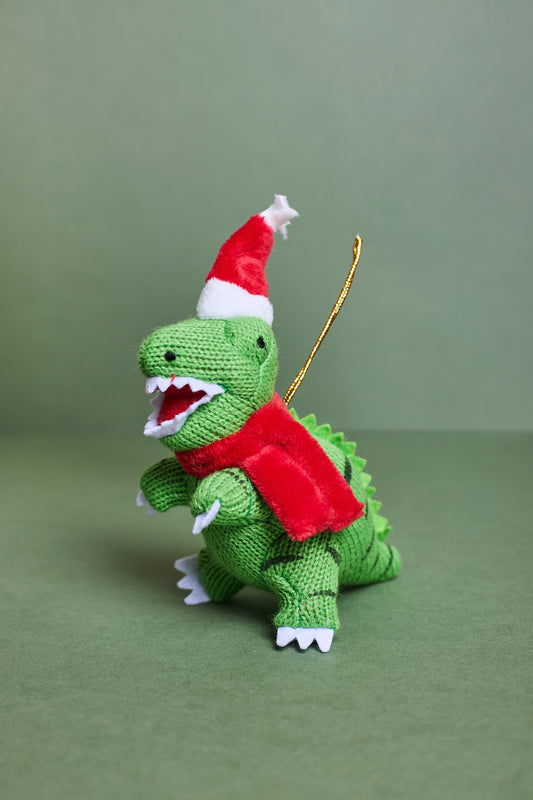 Knitted T Rex Dinosaur Ornament