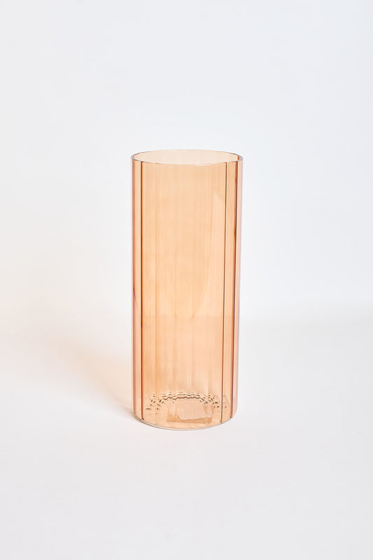 Ribbed Glass Vase - Orange