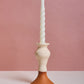 Glossy White & Terracotta Ceramic Candle Holder