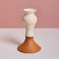 Glossy White & Terracotta Ceramic Candle Holder