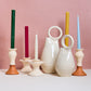 Glossy White & Terracotta Ceramic Candle Holder