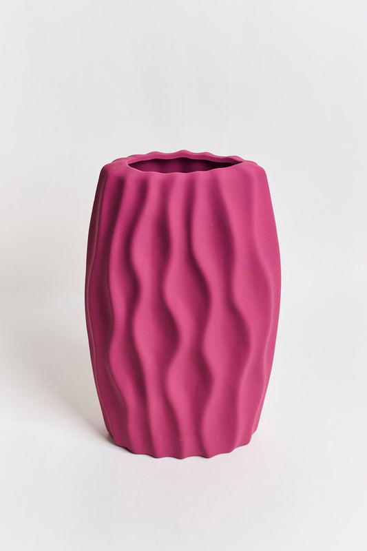 Handpainted Pink Wave Ceramic Vase - Sidney