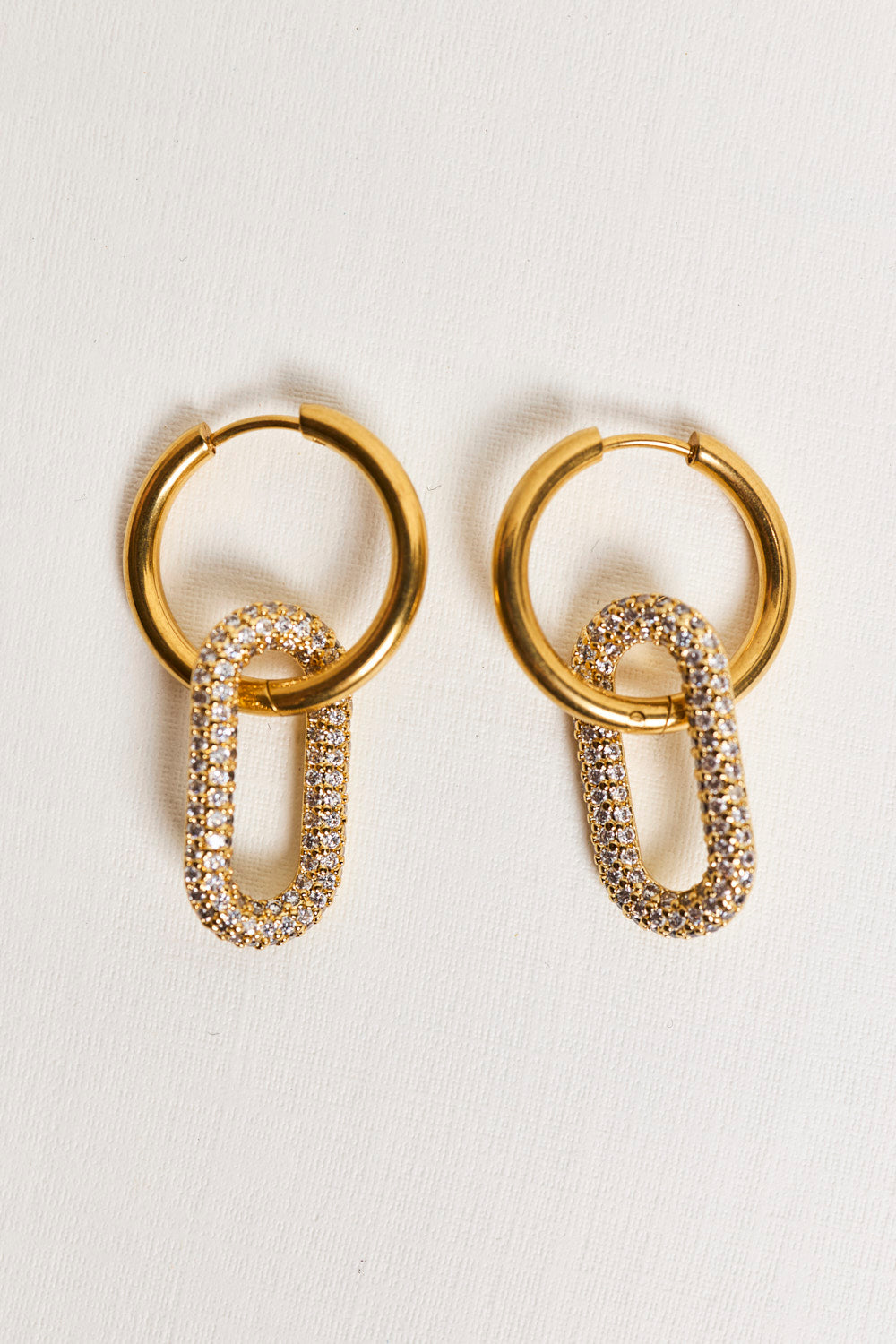 Golden Oval Crystal Earrings