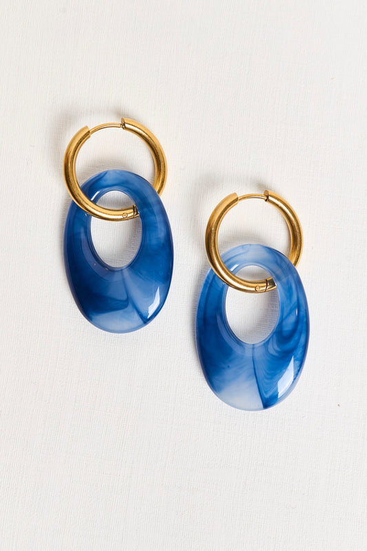 Dark Blue Resin Drop Earrings