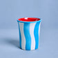 Ceramic Breakfast Cup - Blue and White Stripes