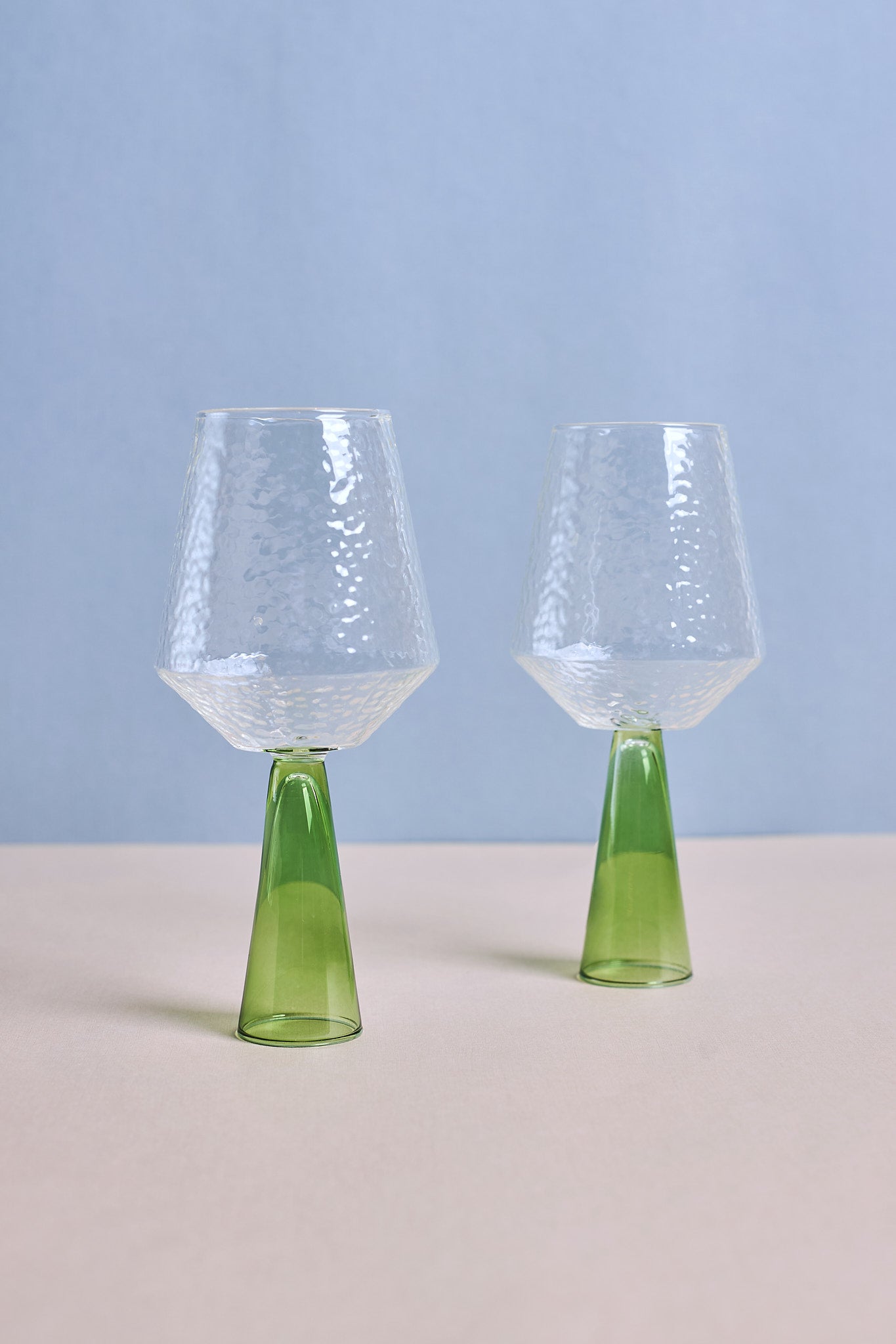 Wine Glass - Clear/Green, Set of 2