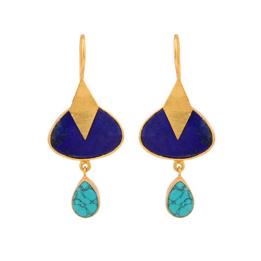 Lapis Lazuli Turquoise Tear Earrings