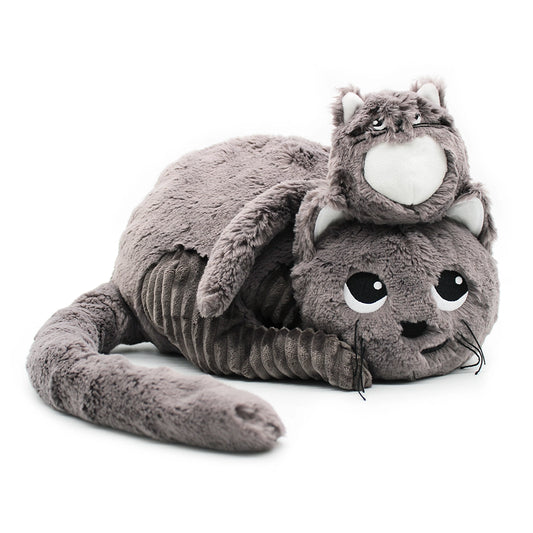 Cat Mum & Baby Plushy - Grey