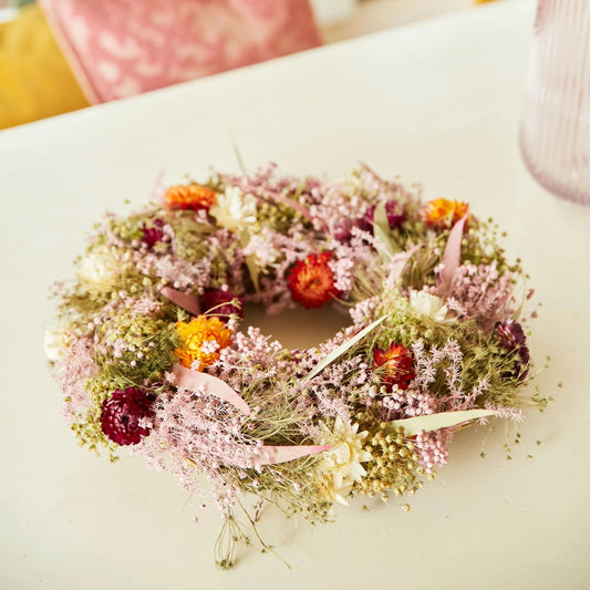 Dried Floral Wreath - Pink