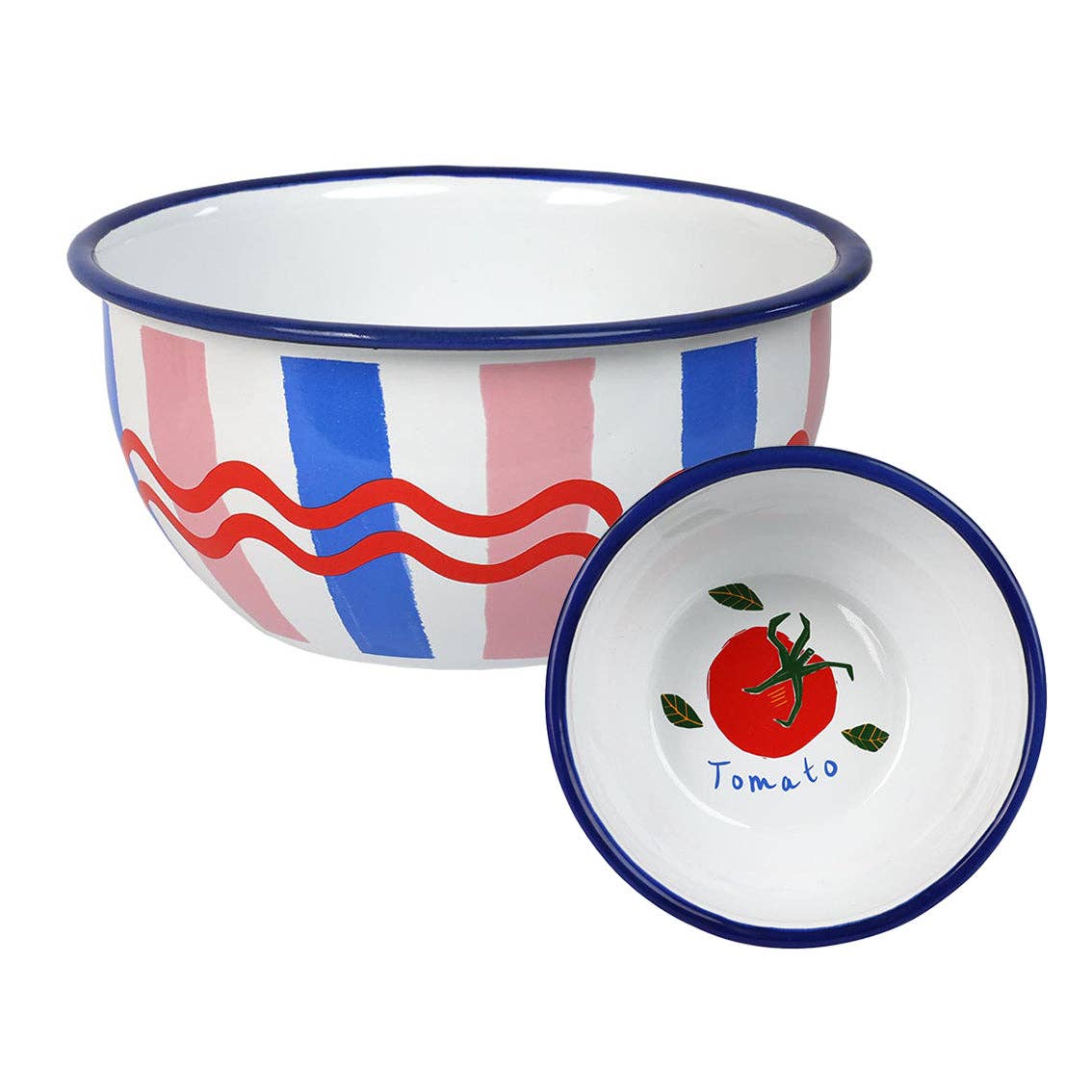 Tomato Stripe Enamel Bowl - 16cm