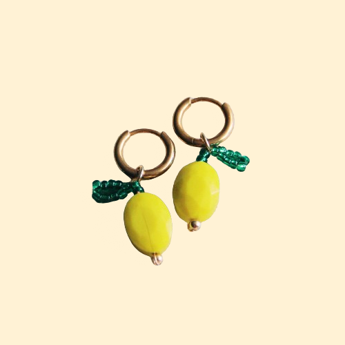 Lemon Hoop Earrings - Stainless Steel