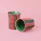 Ceramic Breakfast Cup - Pink and Green Stripes