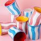 Ceramic Breakfast Cup - Blue and White Stripes